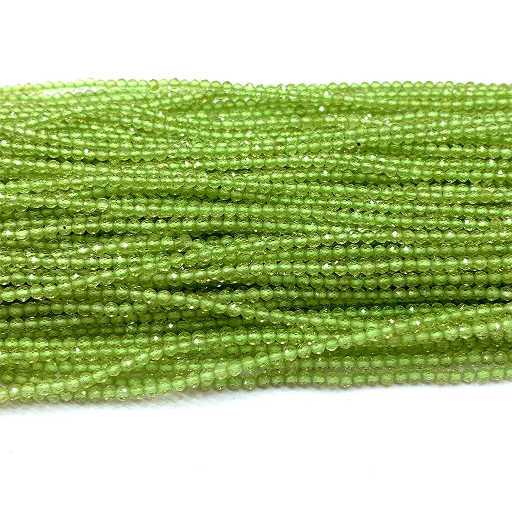 Natural Green Peridot Small Round Bead Strand