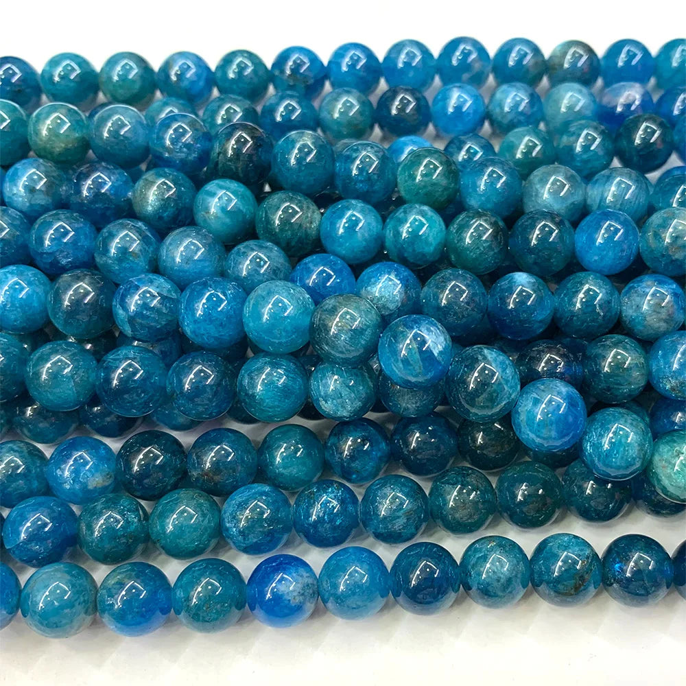 Enhanced Blue Apatite Round Bead Strand