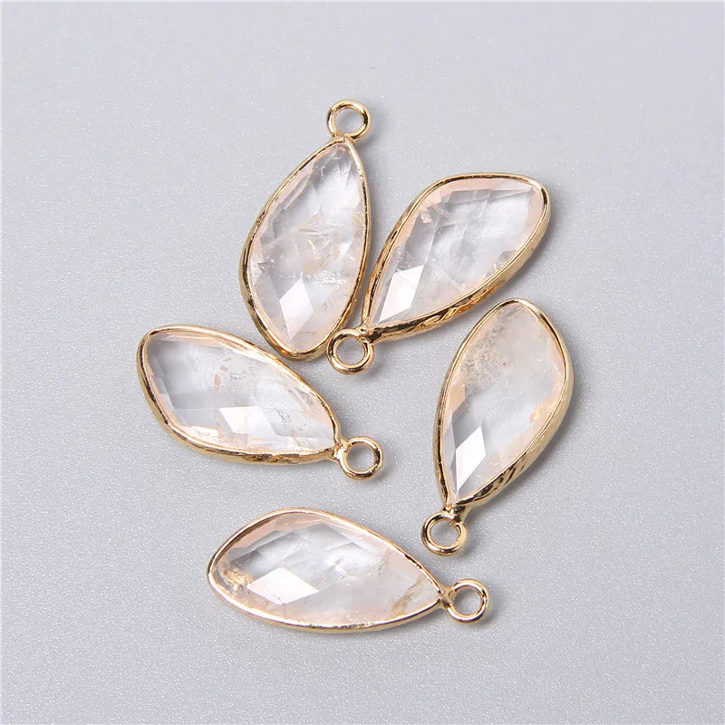 Lot de 2 pendentifs en pierre naturelle en forme de larme
