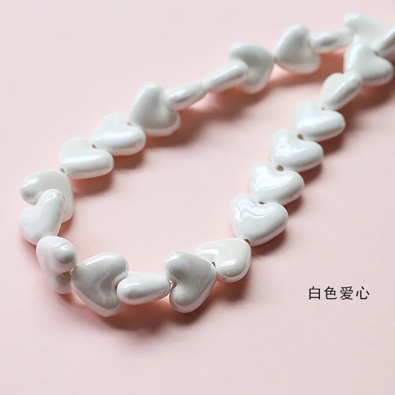 20pcs 15x13mm Heart Shape Ceramic Beads