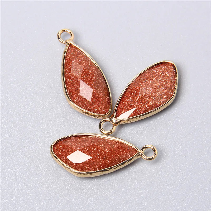 Lot de 2 pendentifs en pierre naturelle en forme de larme
