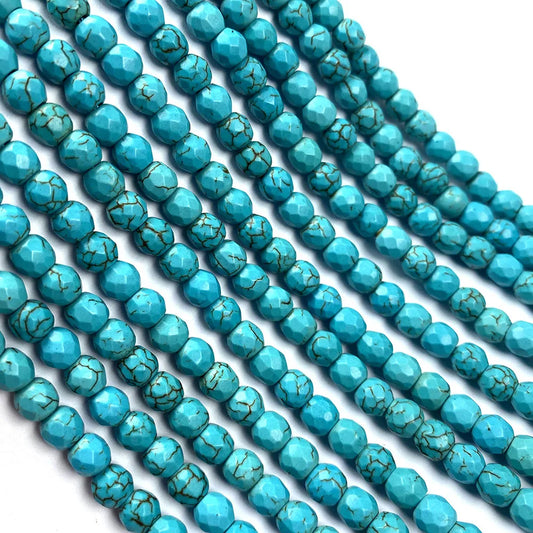 Faceted Blue Turquoise Bead Strand