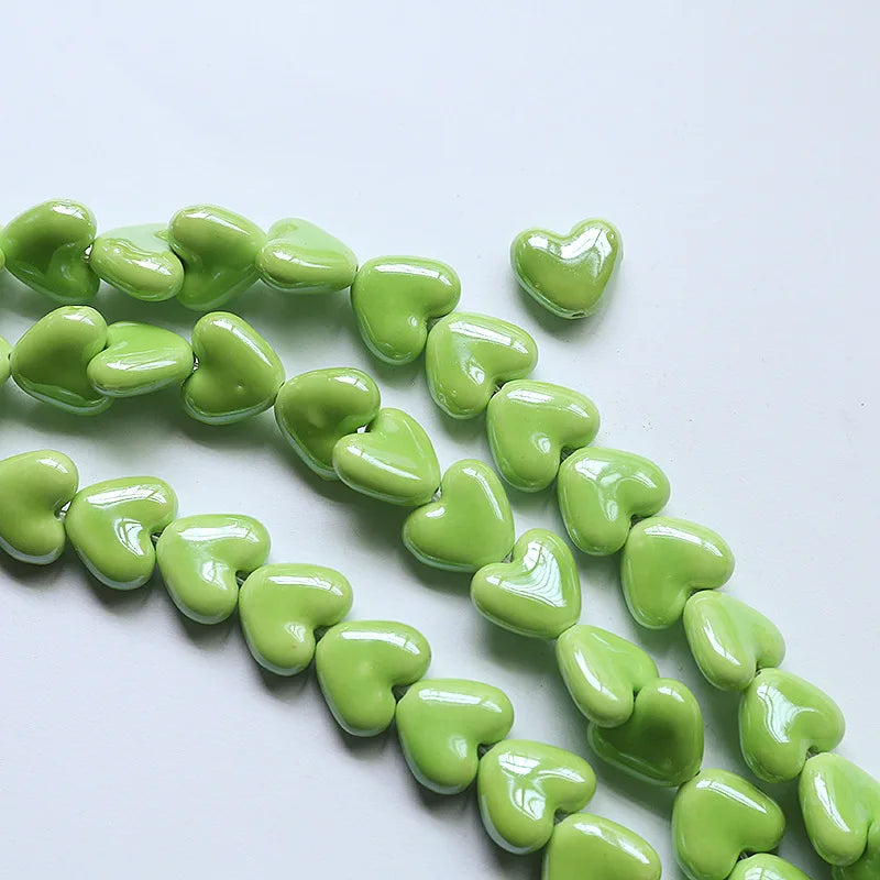 20pcs 15x13mm Heart Shape Ceramic Beads