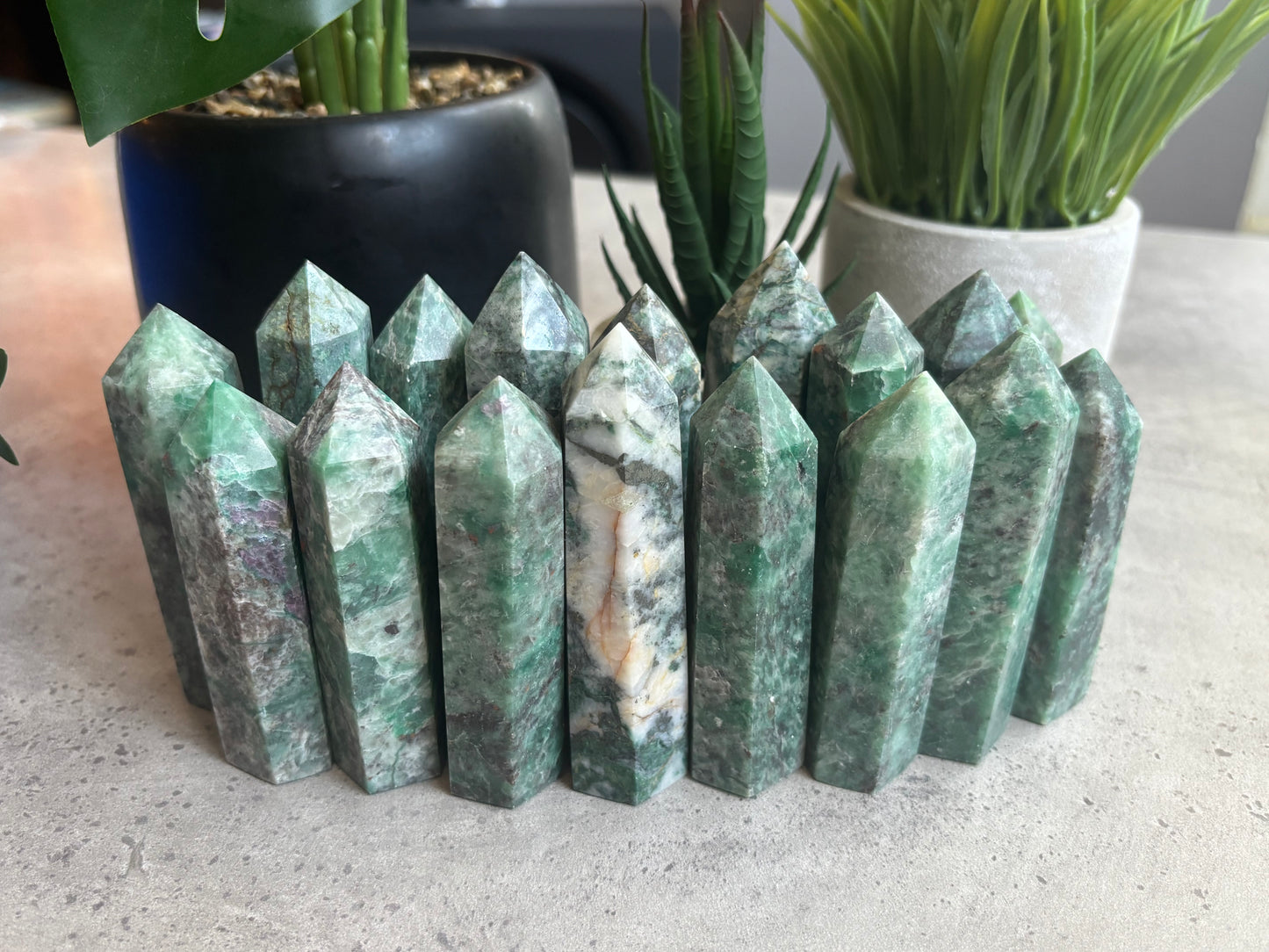 GREEN ZEBRA JASPER TOWERS 50% OFF