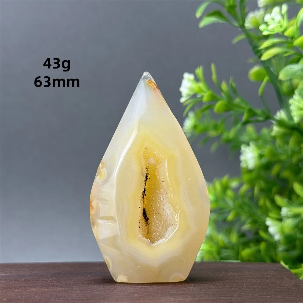 Natural Yellow Agate Geode Free Form Torch