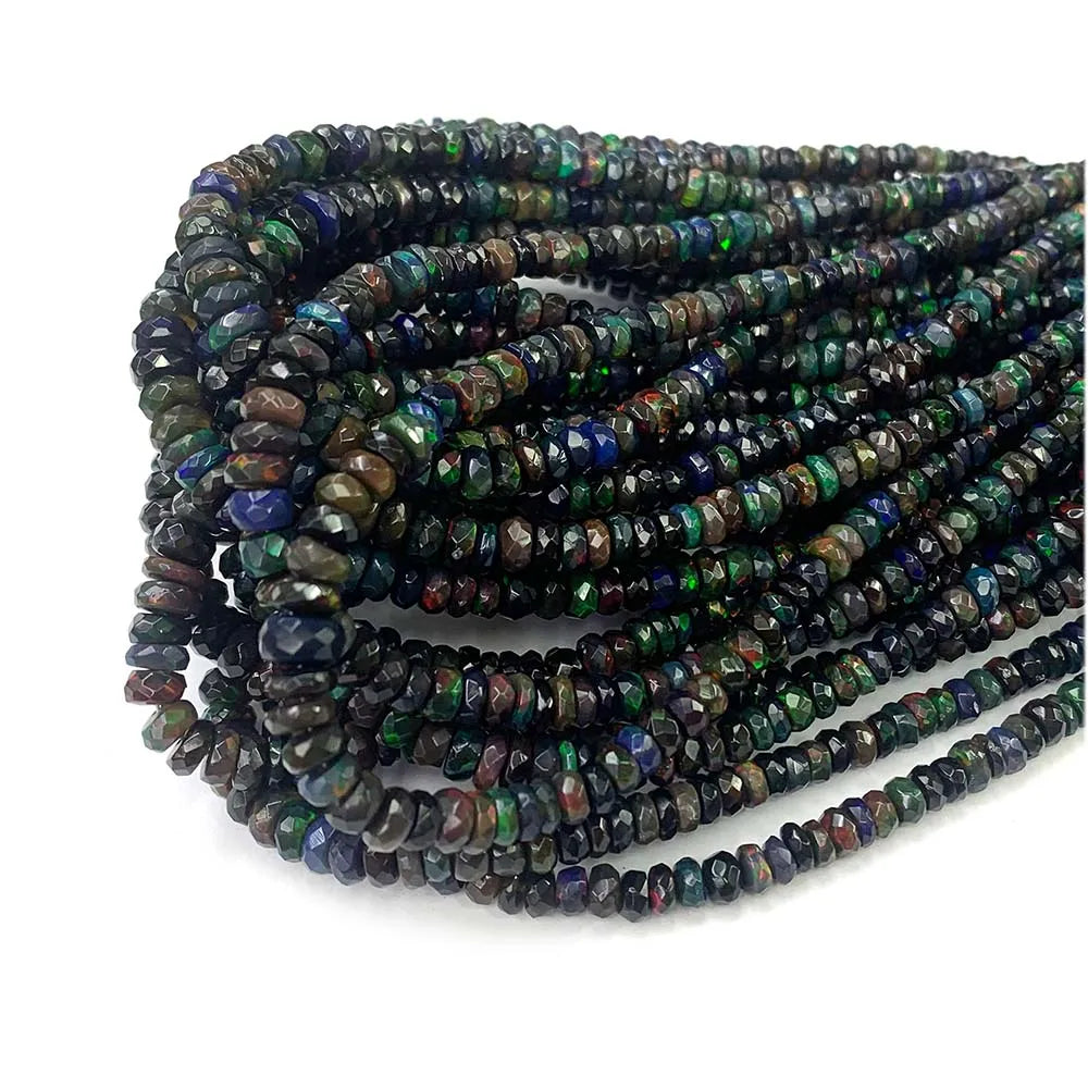 AAA Genuine Brown Fire Opal Faceted Rondelle Bead Strand