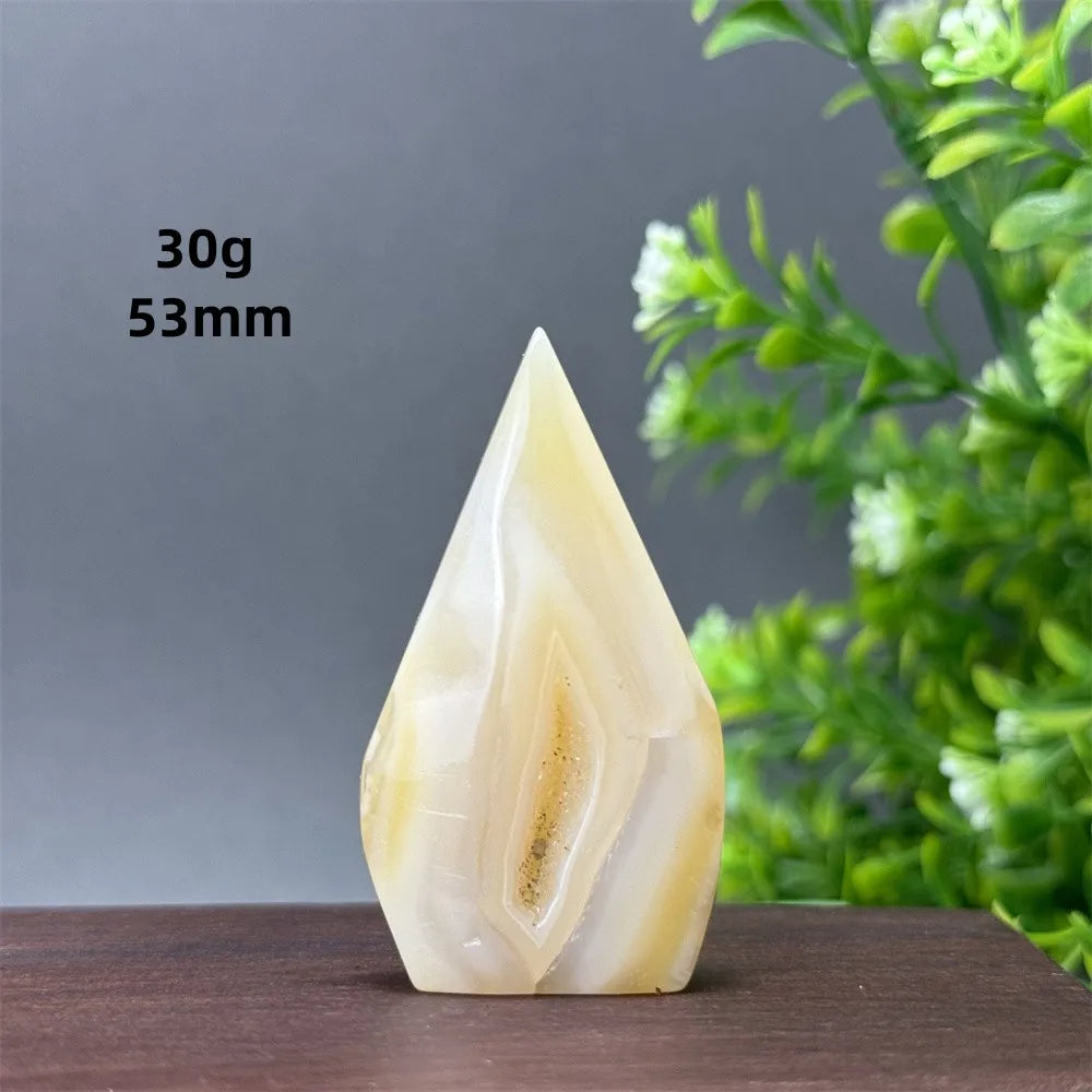Natural Yellow Agate Geode Free Form Torch