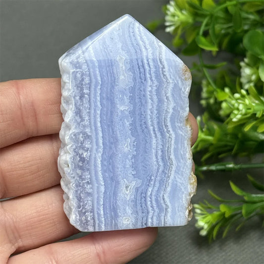 Natural Blue Lace Agate Slice Semi-Freeform Tower