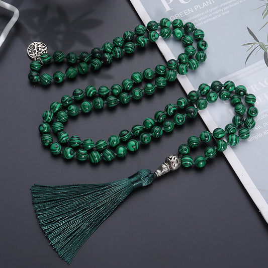 Perles de malachite verte (6-8 mm)