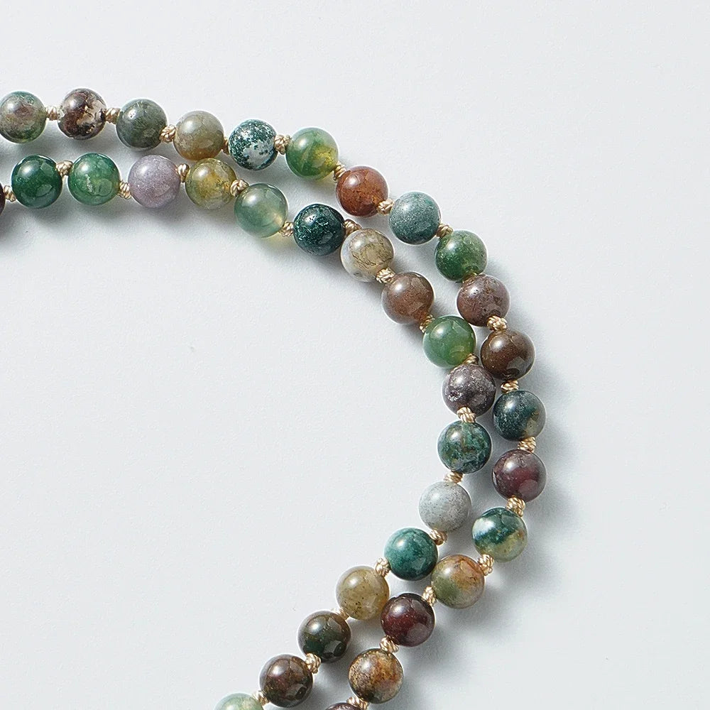Collier Mala indien en onyx 108 perles