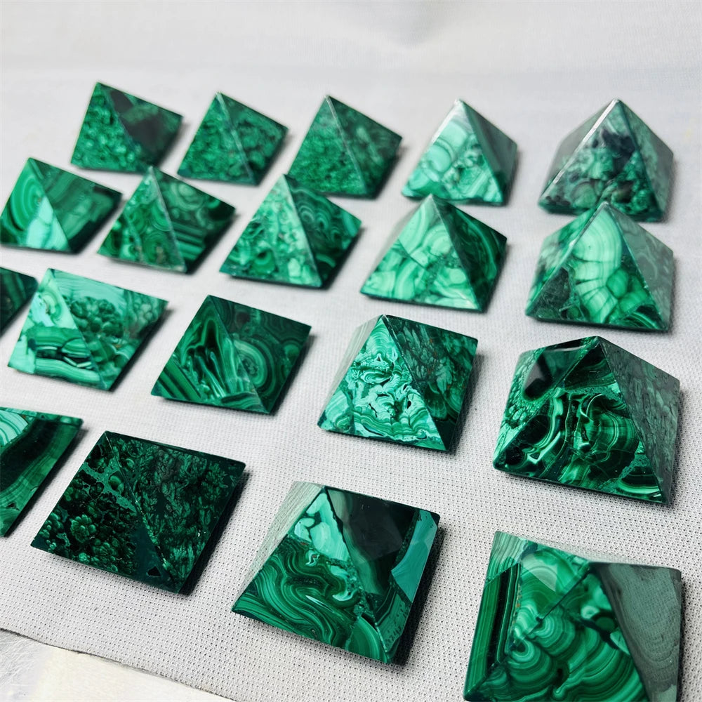 Natural Malachite Pyramids