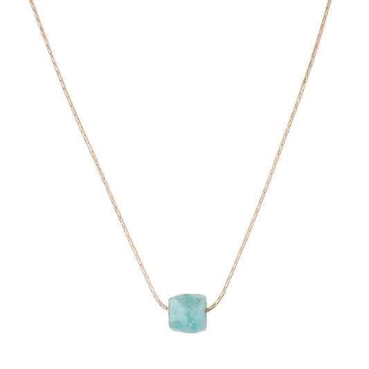 Collier cube en pierre d'amazonite naturelle