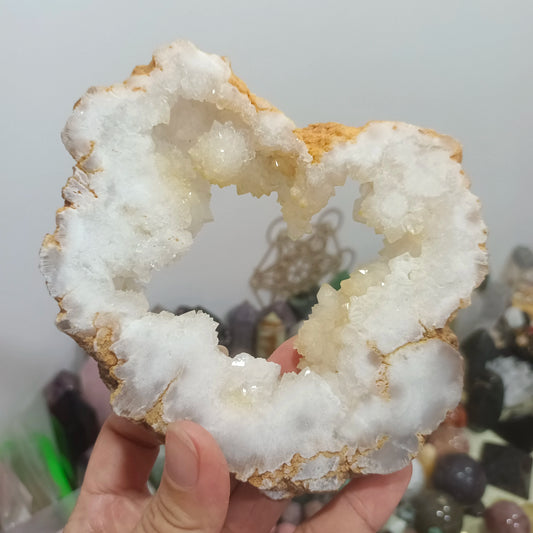 Natural Druzy White Quartz Crystal Slab