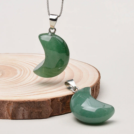 1pc Natural Stone Moon Pendant