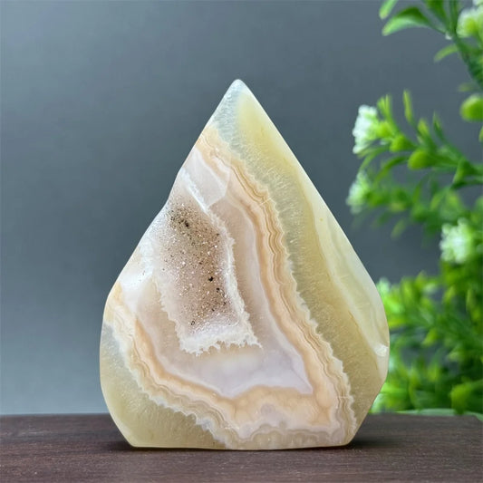 Natural Yellow Agate Geode Free Form Torch