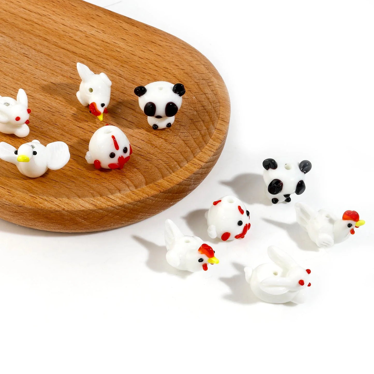 2pcs Panda Lampwork Glass Beads (14mm)