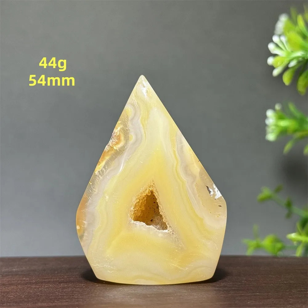 Natural Yellow Agate Geode Free Form Torch