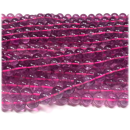 HQ Natural Purple/Pink Fluorite Round Bead Strand