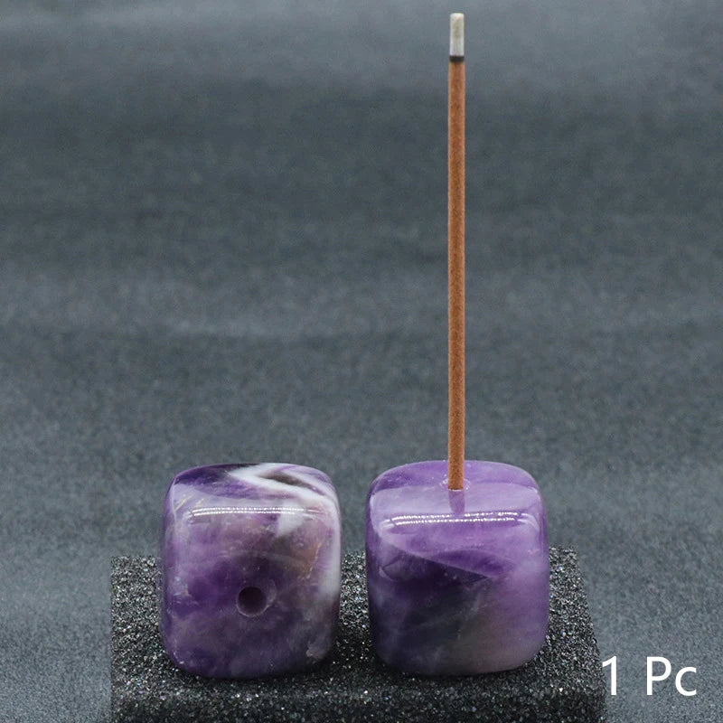 Porte-encens en bloc de cristal