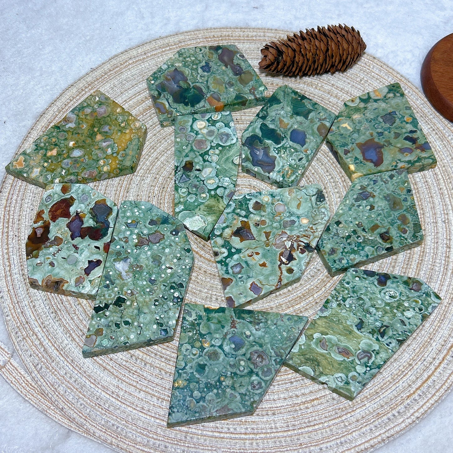 Natural Rainforest Jasper Druzy Slab