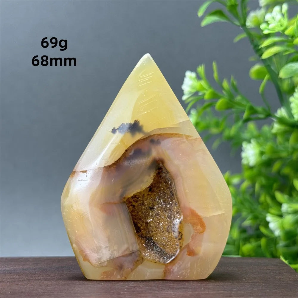 Natural Yellow Agate Geode Free Form Torch