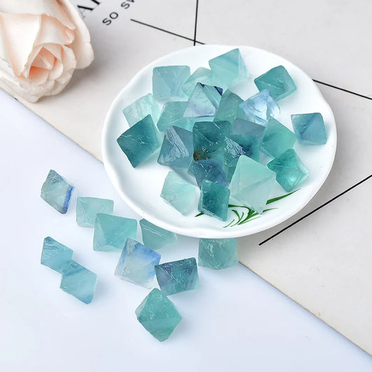 Natural Green Fluorite Octahedral Crystals