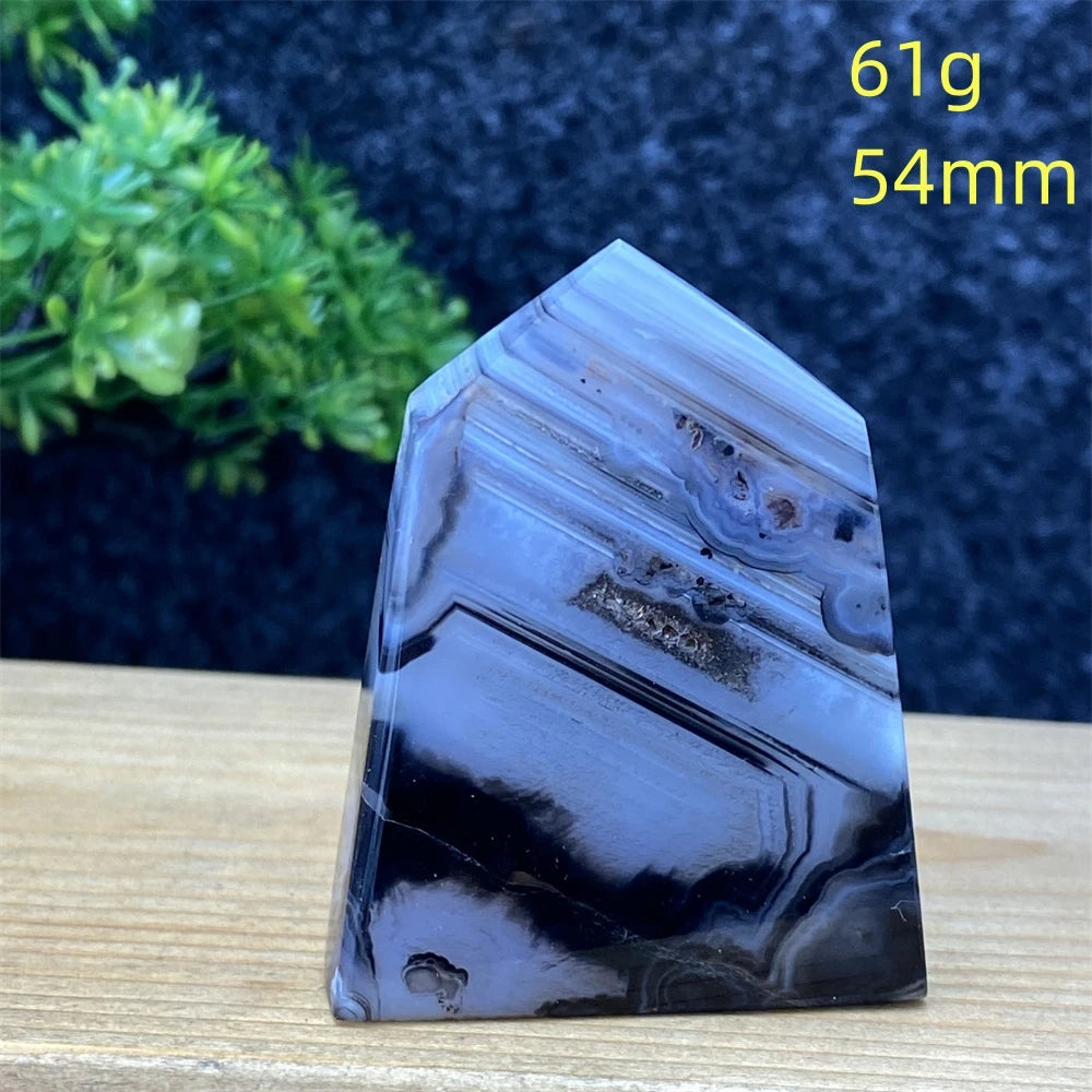 Black Agate Geode Obelisk