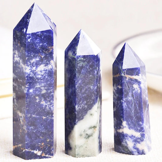 Blue Sodalite Stone Hexagonal Tower