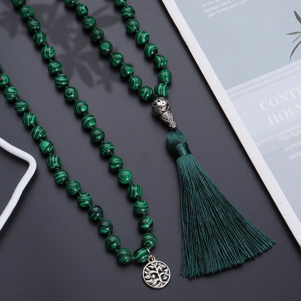 Perles de malachite verte (6-8 mm)