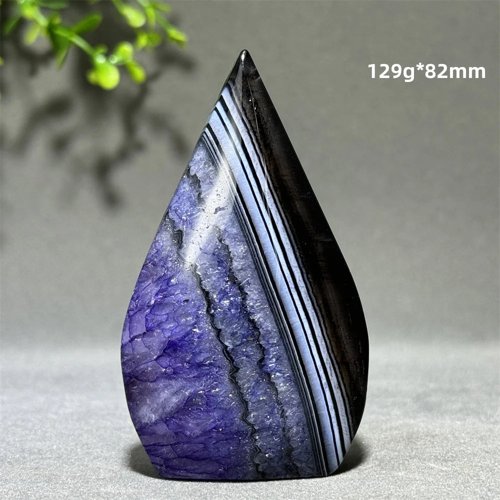Dyed Purple Black Banded Agate Freeform Torch
