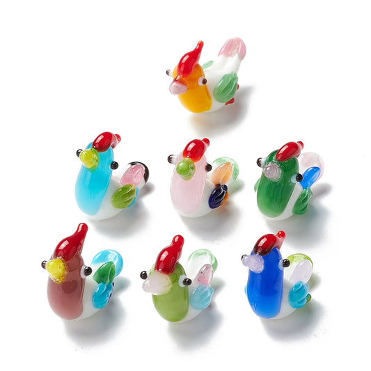 5pcs Handmade Glass Lampwork Chicken Beads