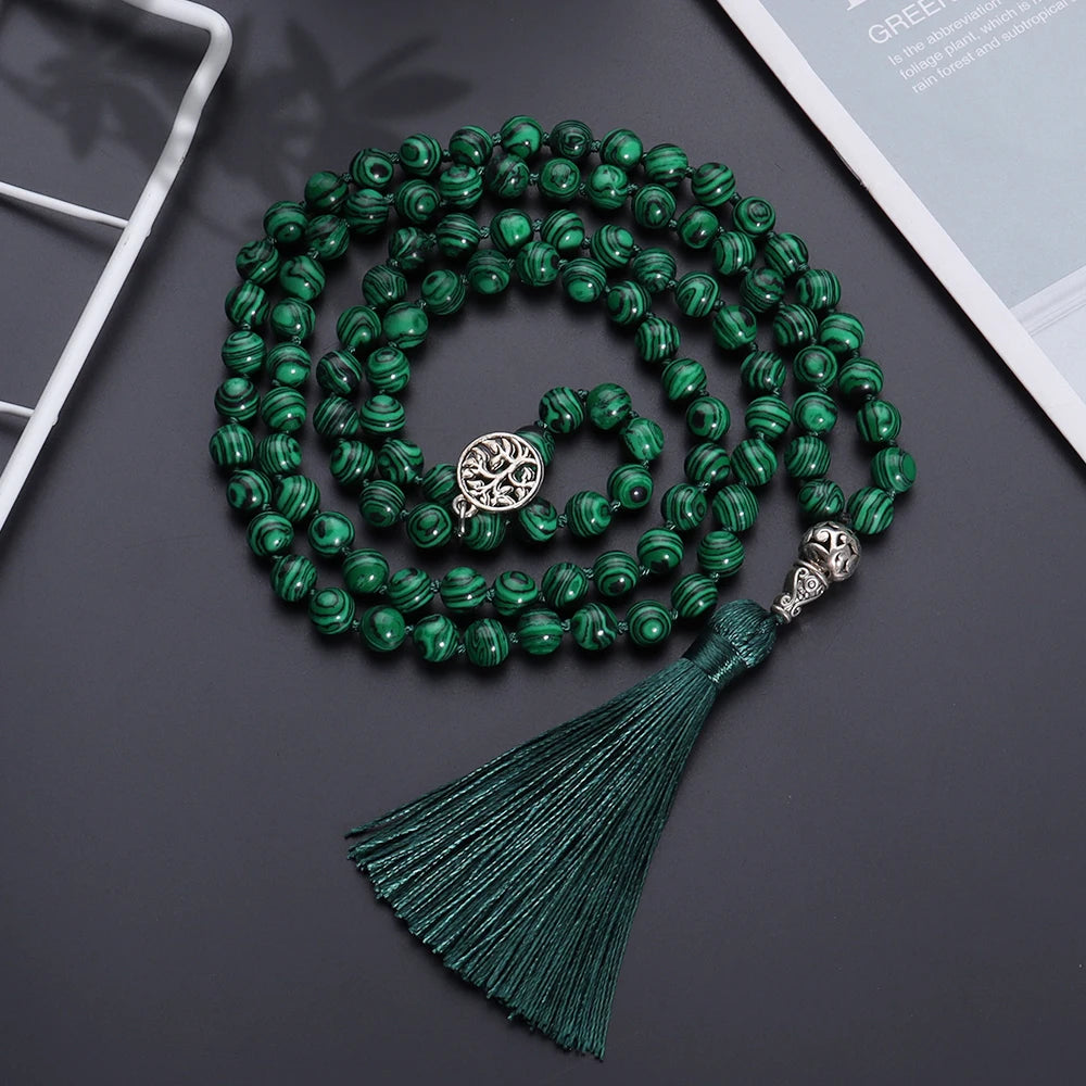 Perles de malachite verte (6-8 mm)