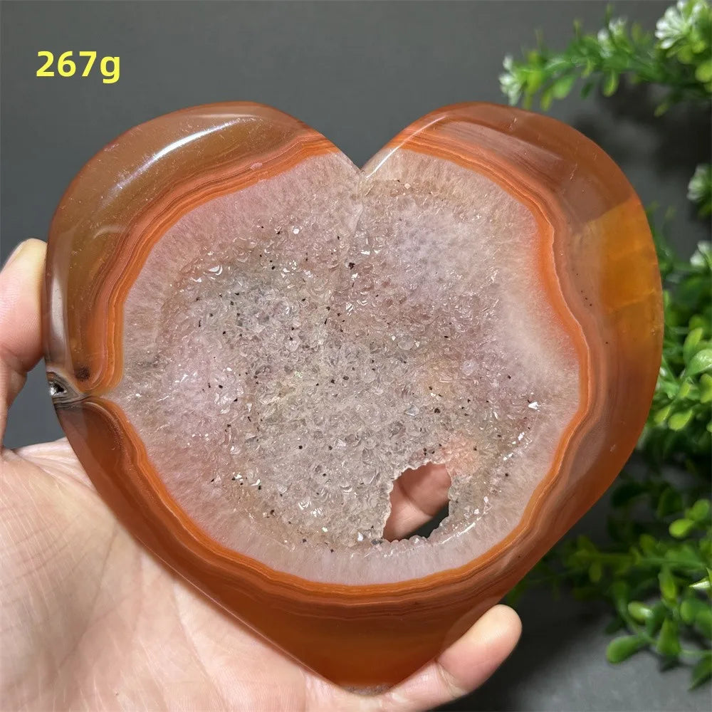 Natural Red Carnelian Druzy Heart