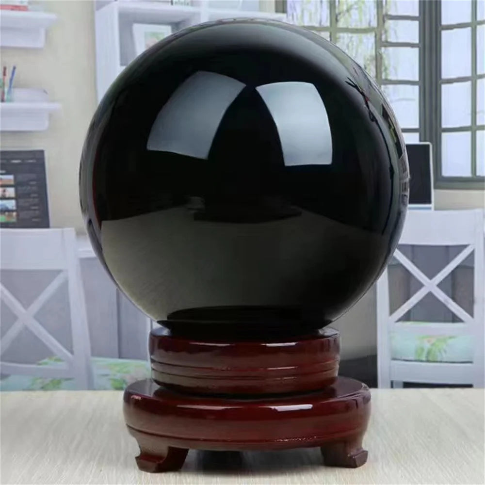 Sphère d'obsidienne noire naturelle