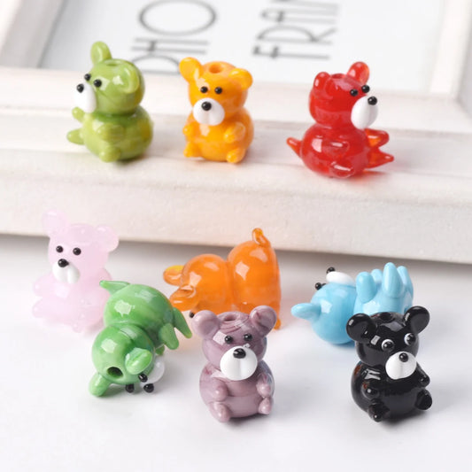 2pcs Bear Handmade Lampwork Glass Beads (15x20mm)