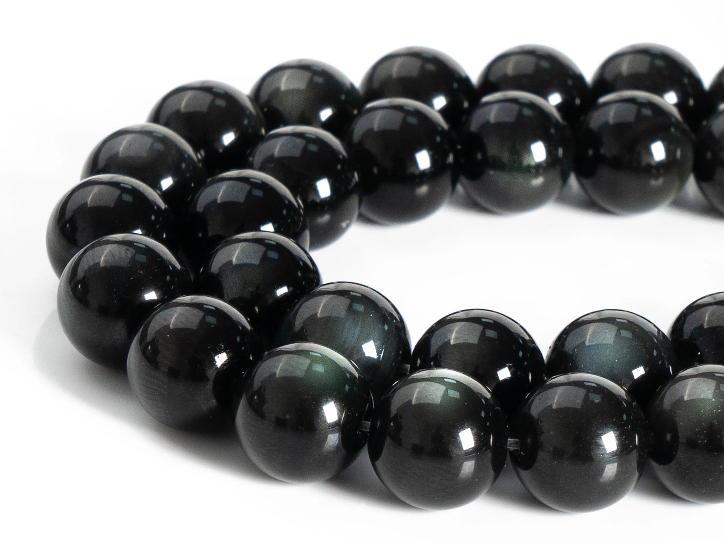 HQ Natural Rainbow Obsidian Bead Strand