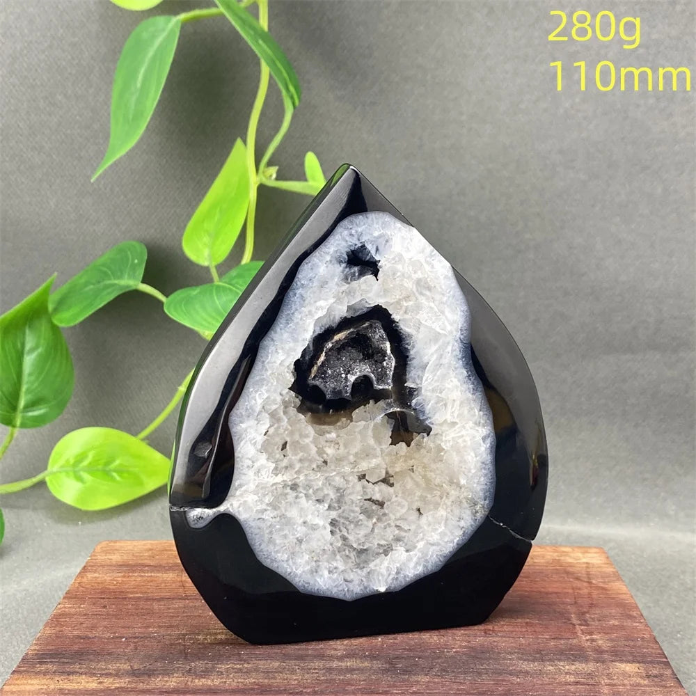 Natural Black Agate Crystal Cave Freeform