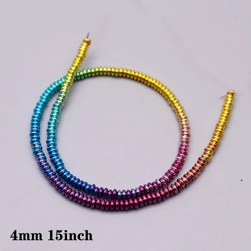 Rainbow Gradient Natural Hematite Bead Strand