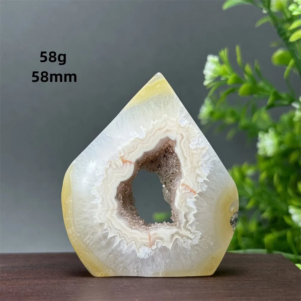 Natural Yellow Agate Geode Free Form Torch