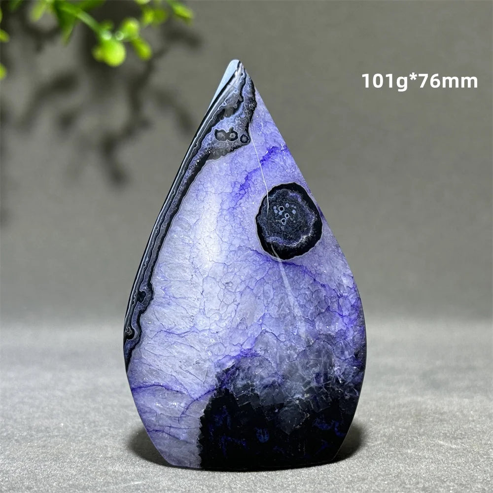 Dyed Purple Black Banded Agate Freeform Torch