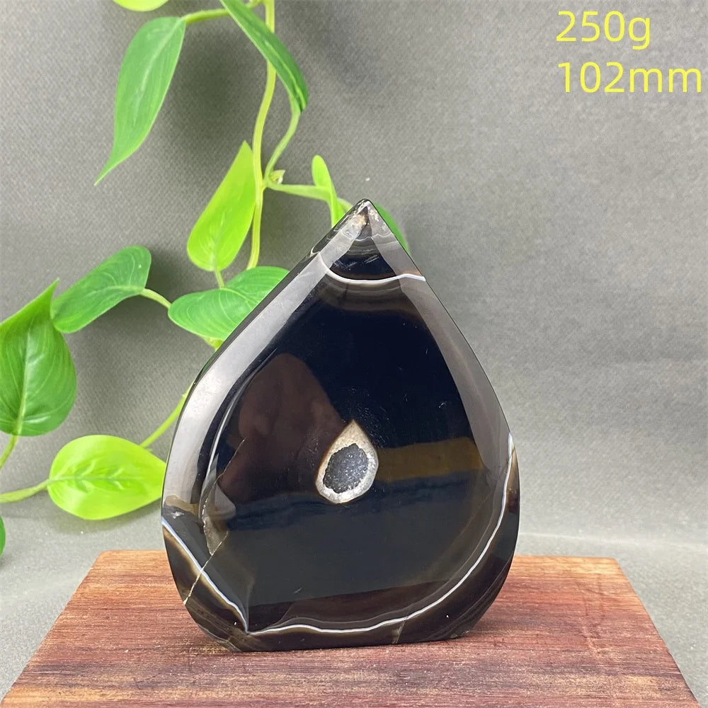 Natural Black Agate Crystal Cave Freeform