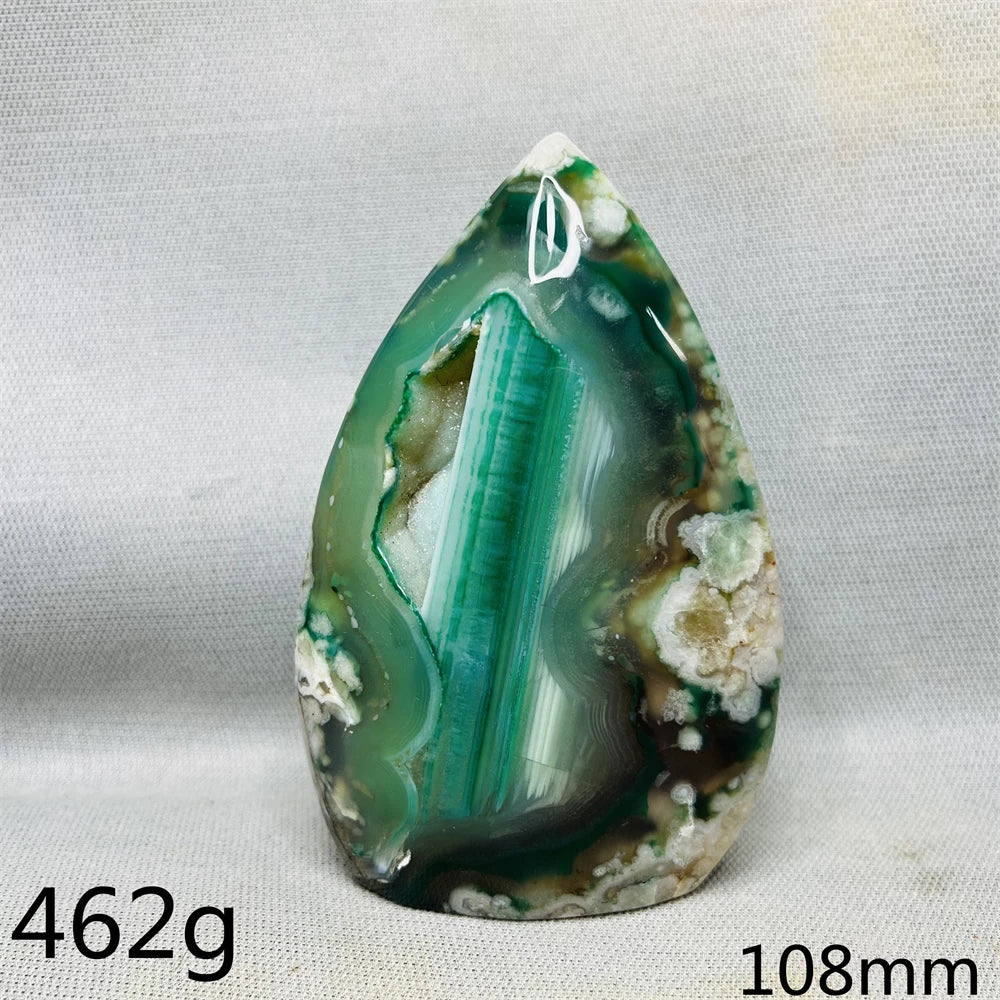 Green Cherry Blossom Agate Free Form Teardrop