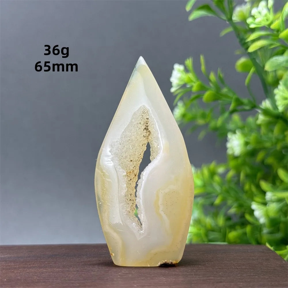 Natural Yellow Agate Geode Free Form Torch