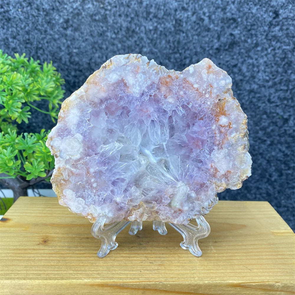 Natural Pink Amethyst Slab (With Stand)