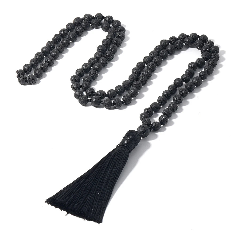Collier Mala en 108 pierres naturelles de 6 mm