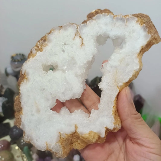 Natural Druzy White Quartz Crystal Slab