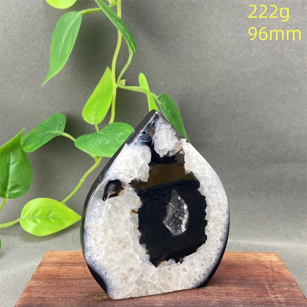 Natural Black Agate Crystal Cave Freeform