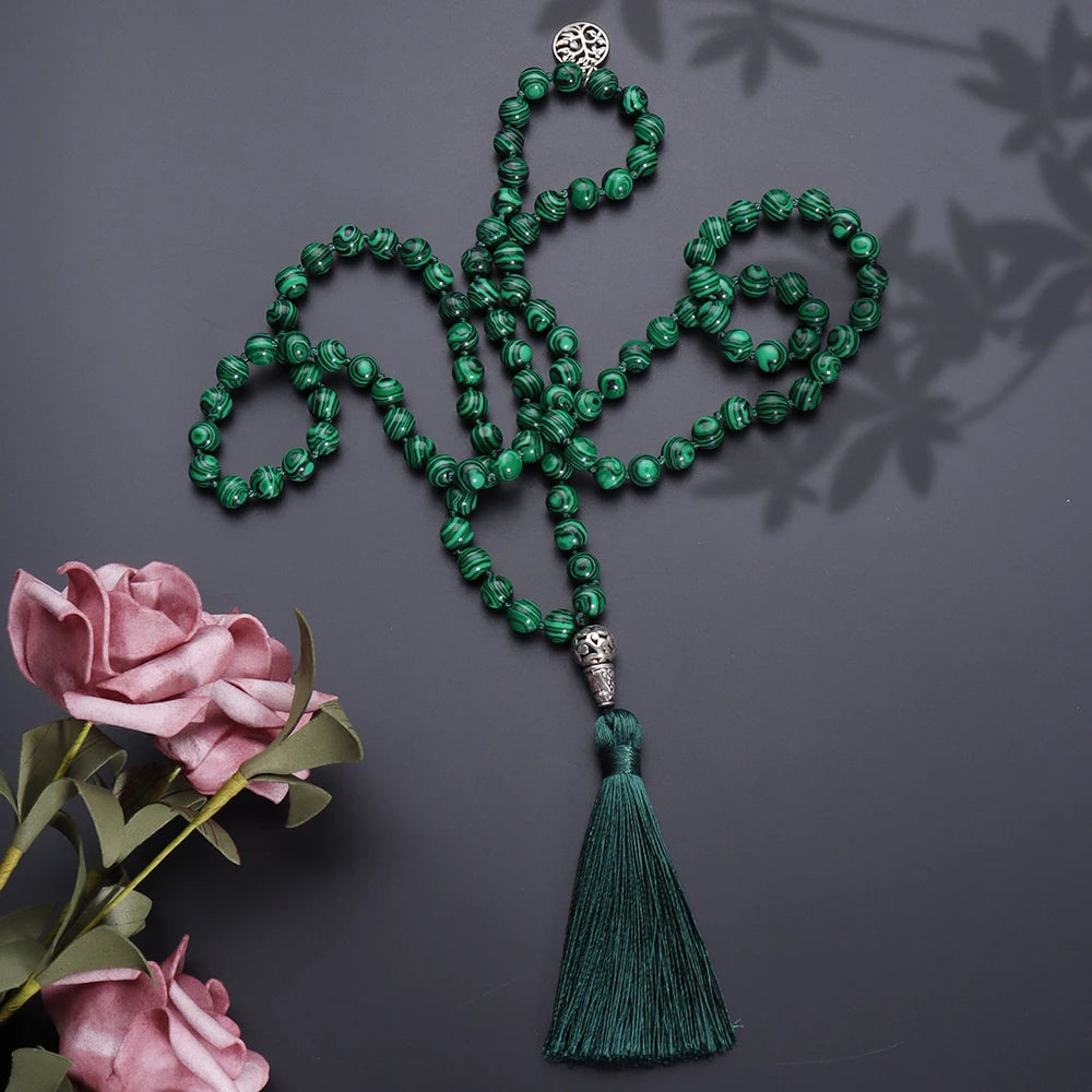 Perles de malachite verte (6-8 mm)