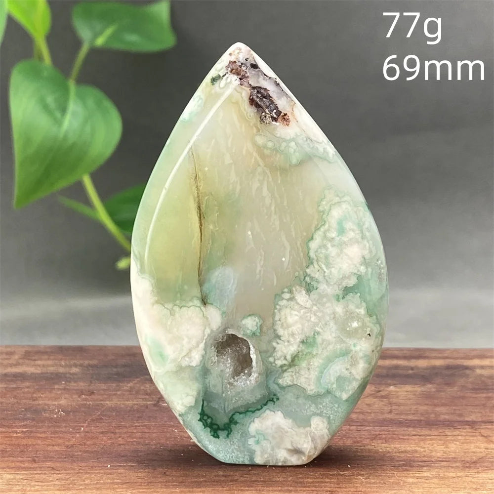 Natural Green Cherry Blossom Agate Freeform Torch