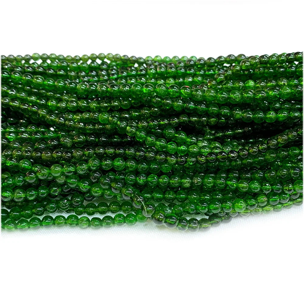 Naural Green Chrome Diopside Round Bead Strand